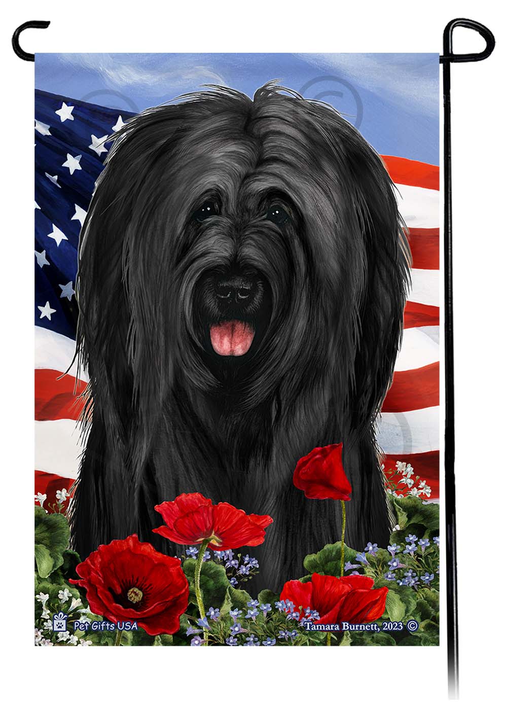 Briard Patriotic Flowers - Garden Flag