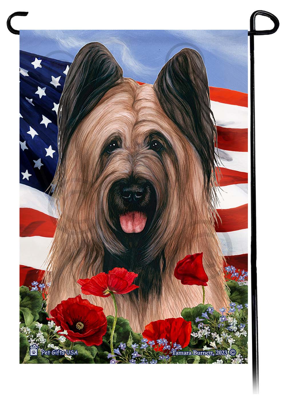 Briard Patriotic Flowers - Garden Flag
