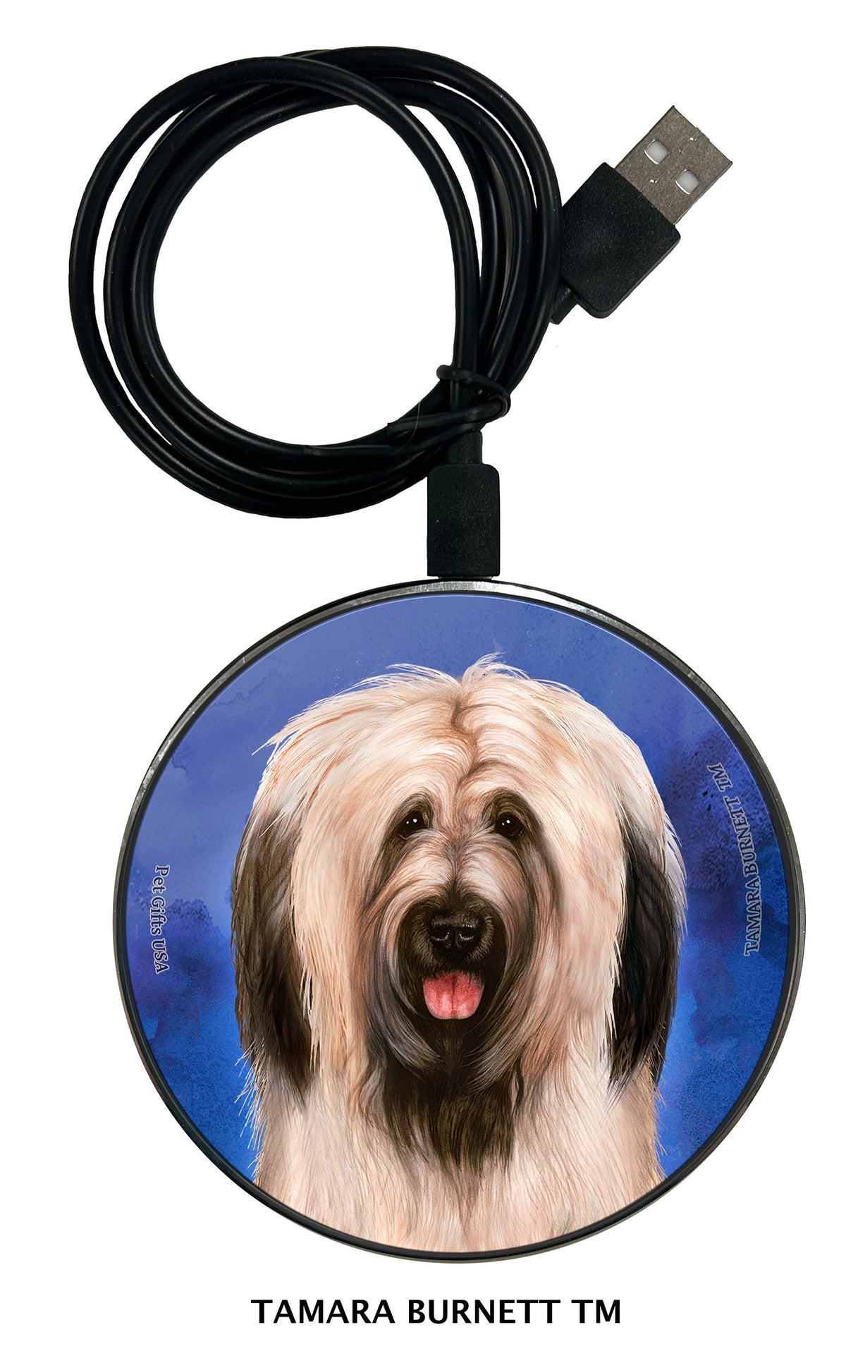 Briard Light Fawn Uncropped Zoomies Wireless Charger