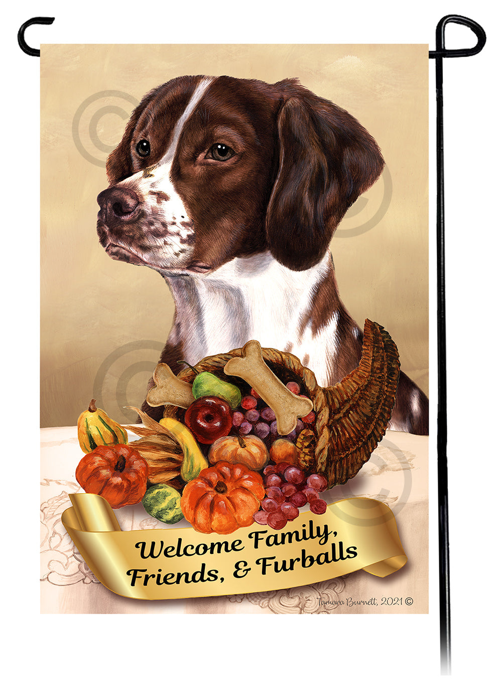 Brittany Spaniel Thanksgiving Garden Flags