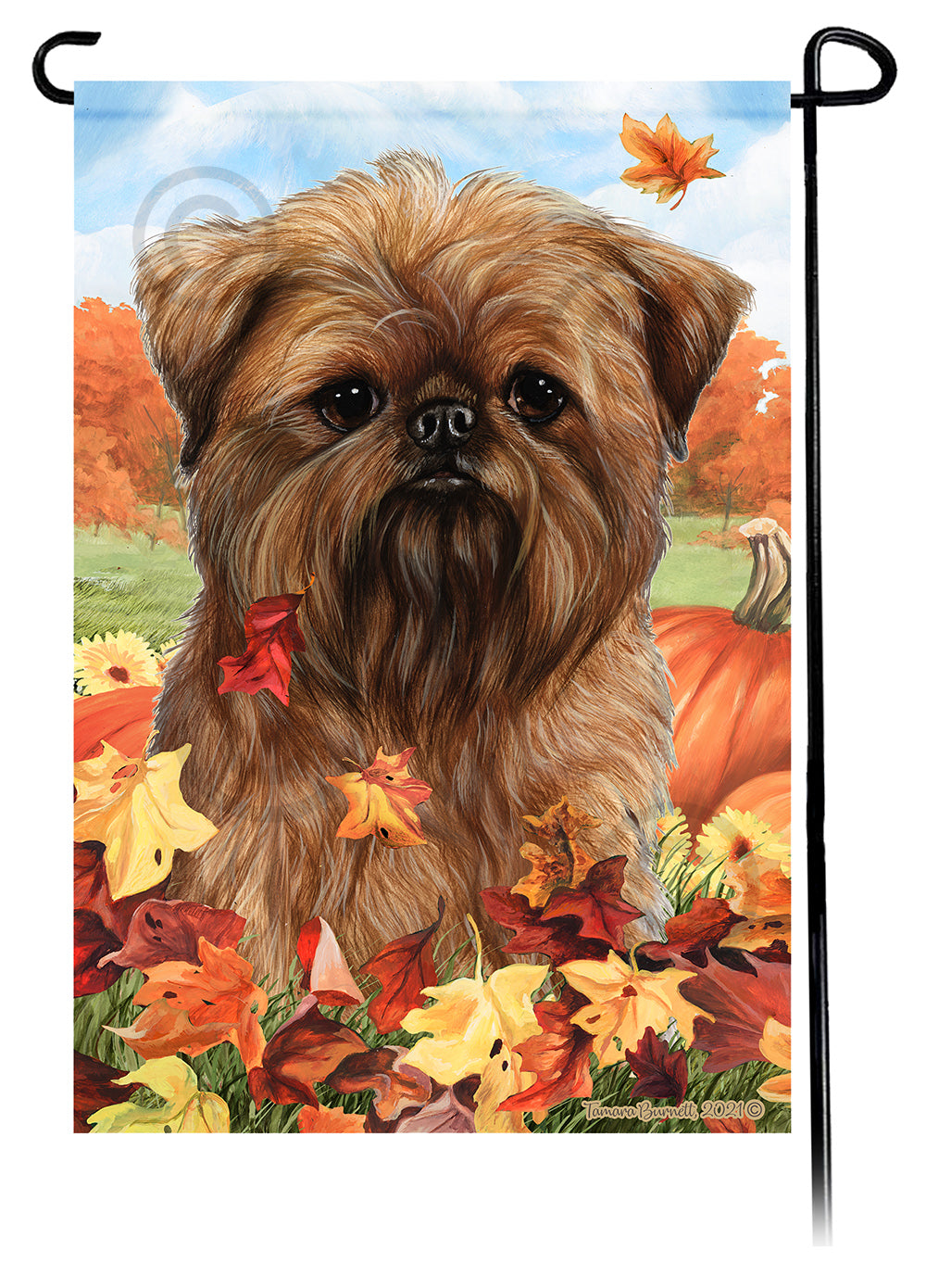 Brussels Griffon Falling Leaves Garden Flags