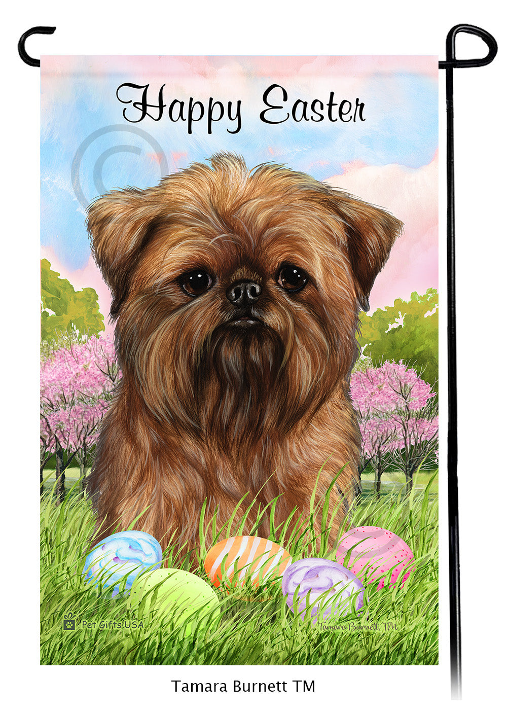 Brussels Griffon Happy Easter Garden Flags