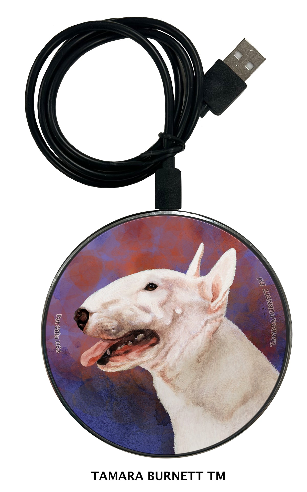 Bull Terrier White Zoomies Wireless Charger