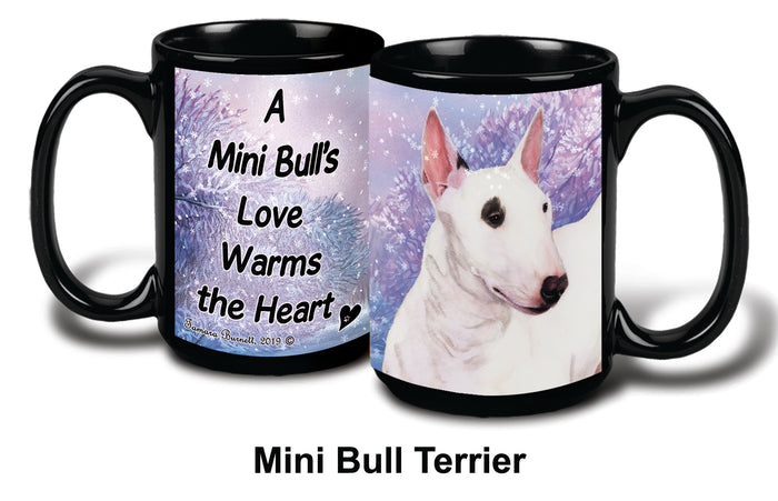 Bull Terrier Mini White Winter Mug 15 oz