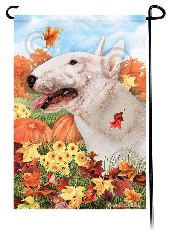Bull Terrier Falling Leaves Garden Flags