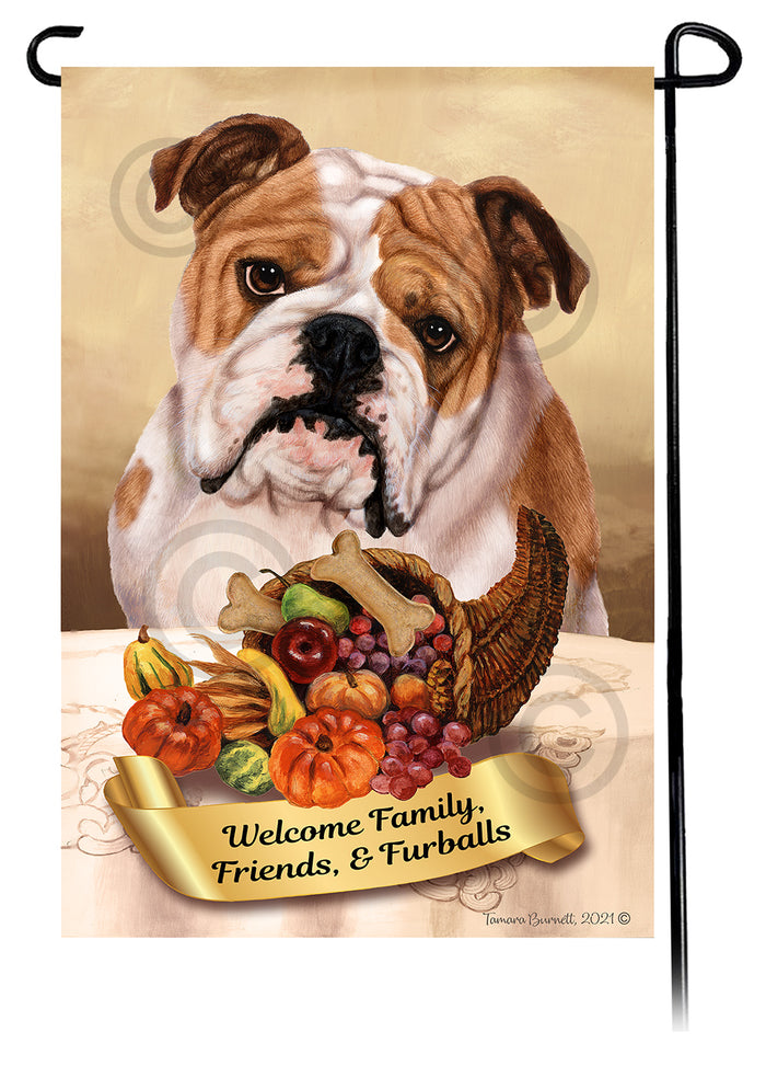 English Bulldog Thanksgiving Garden Flags