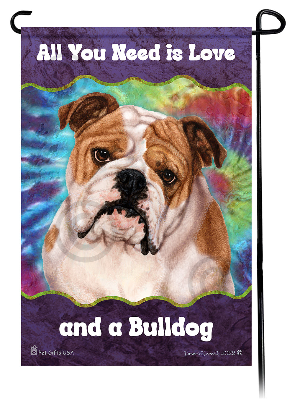 English Bulldog All You Need Is Love Garden Flags