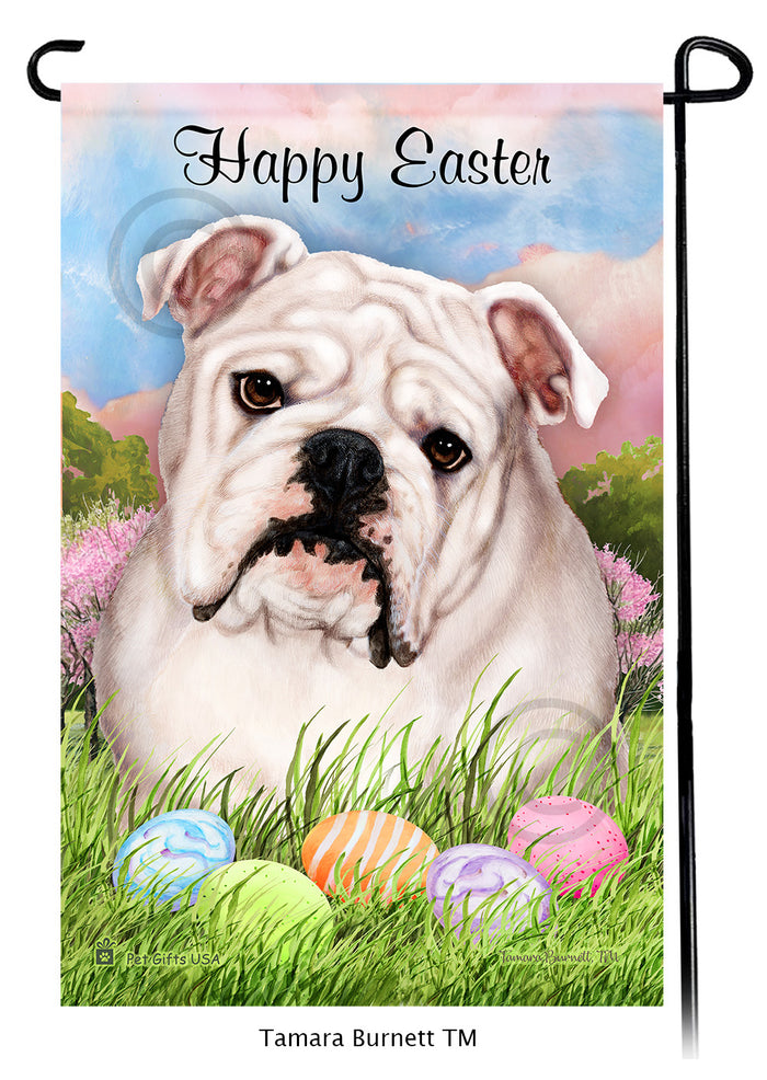 English Bulldog Happy Easter Garden Flags