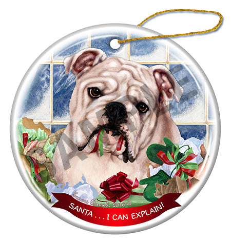 English Bulldog White Ornament