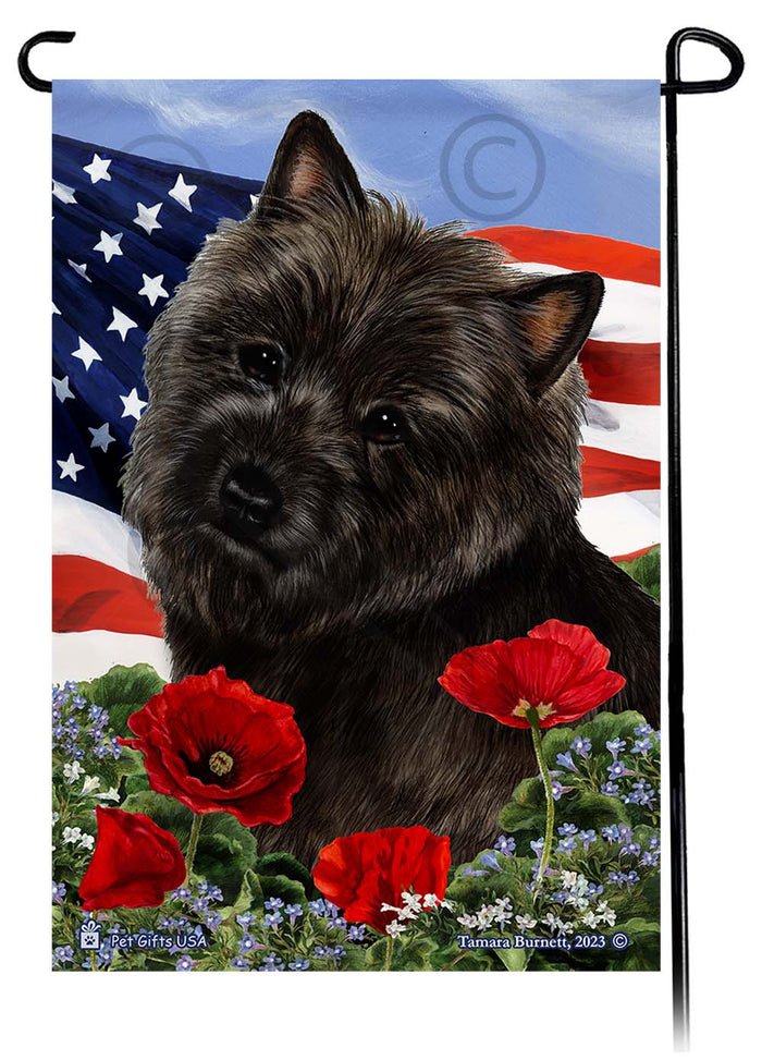 Cairn Terrier Patriotic Flowers Garden Flags
