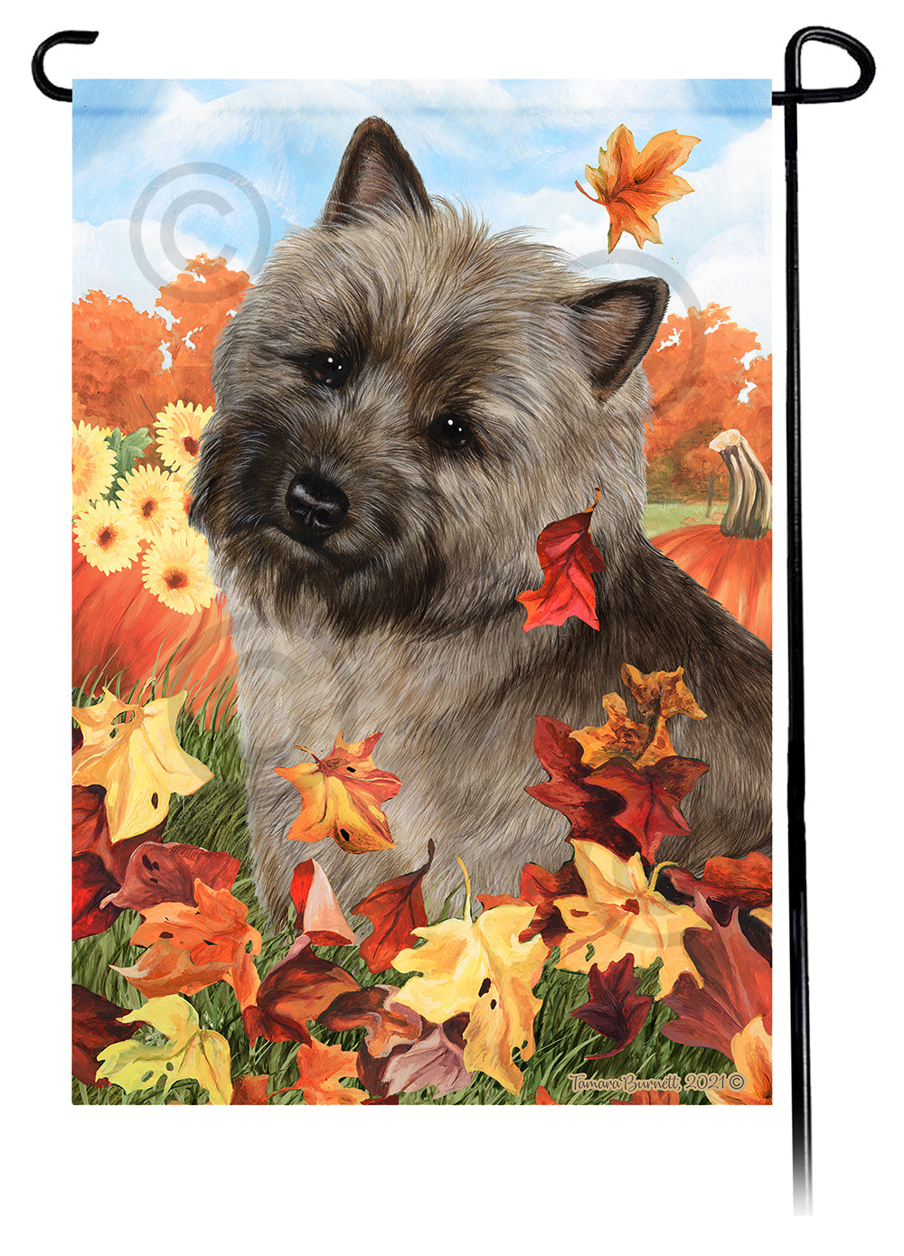 Cairn Terrier Falling Leaves - Garden Flag