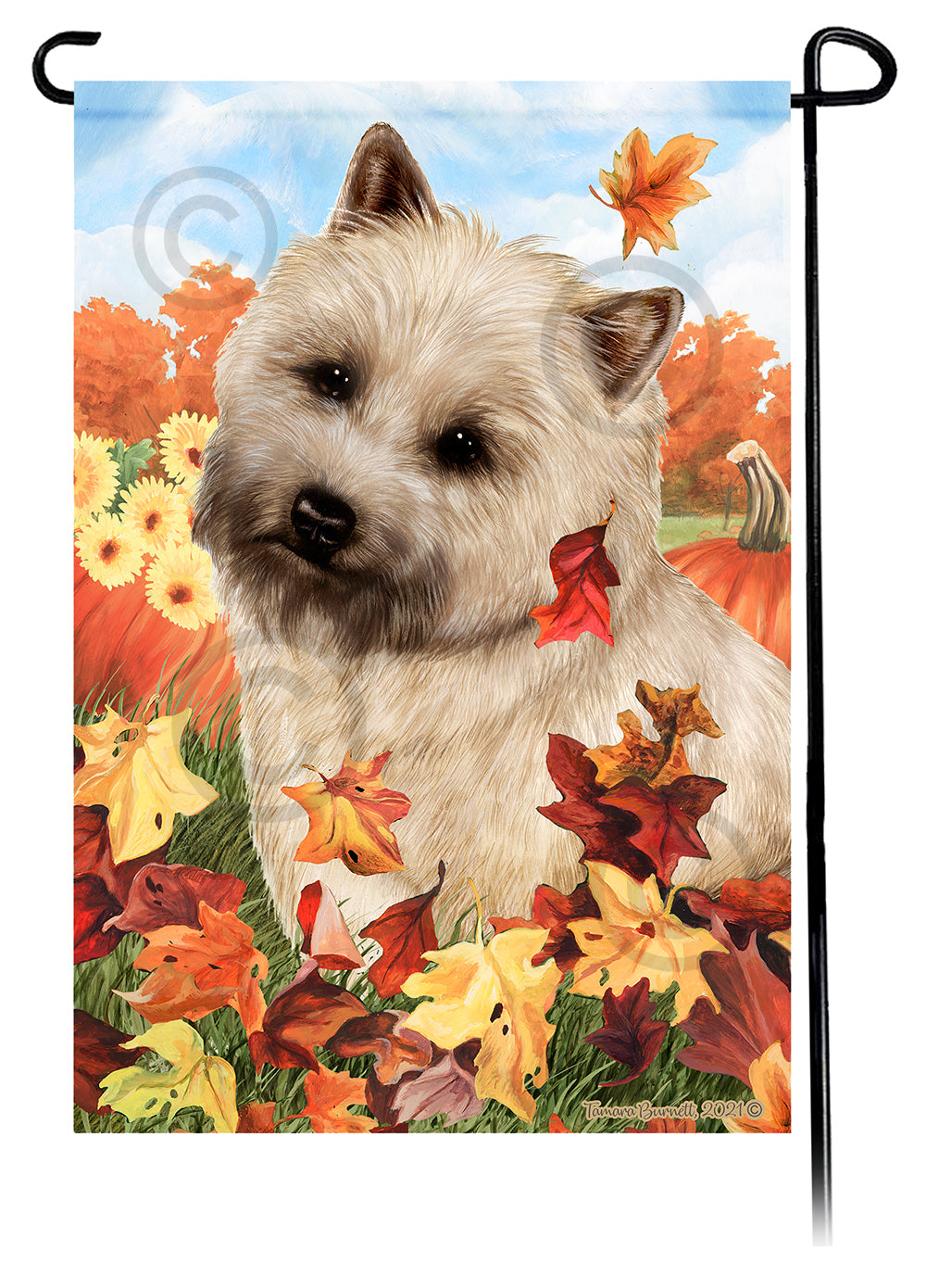 Cairn Terrier Falling Leaves - Garden Flag