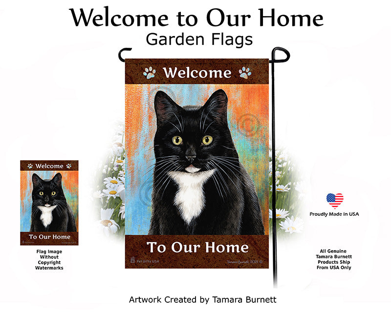 Tuxedo Cat Welcome To Our Home Garden Flags