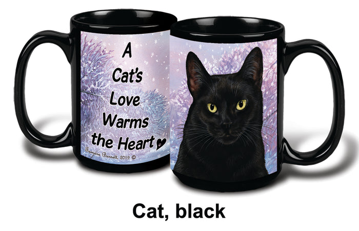 Cat (Black, Shorthair) Winter Mug 15 oz