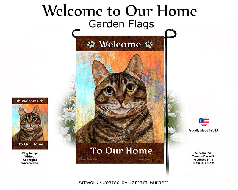 Tabby Cat Welcome To Our Home Garden Flags