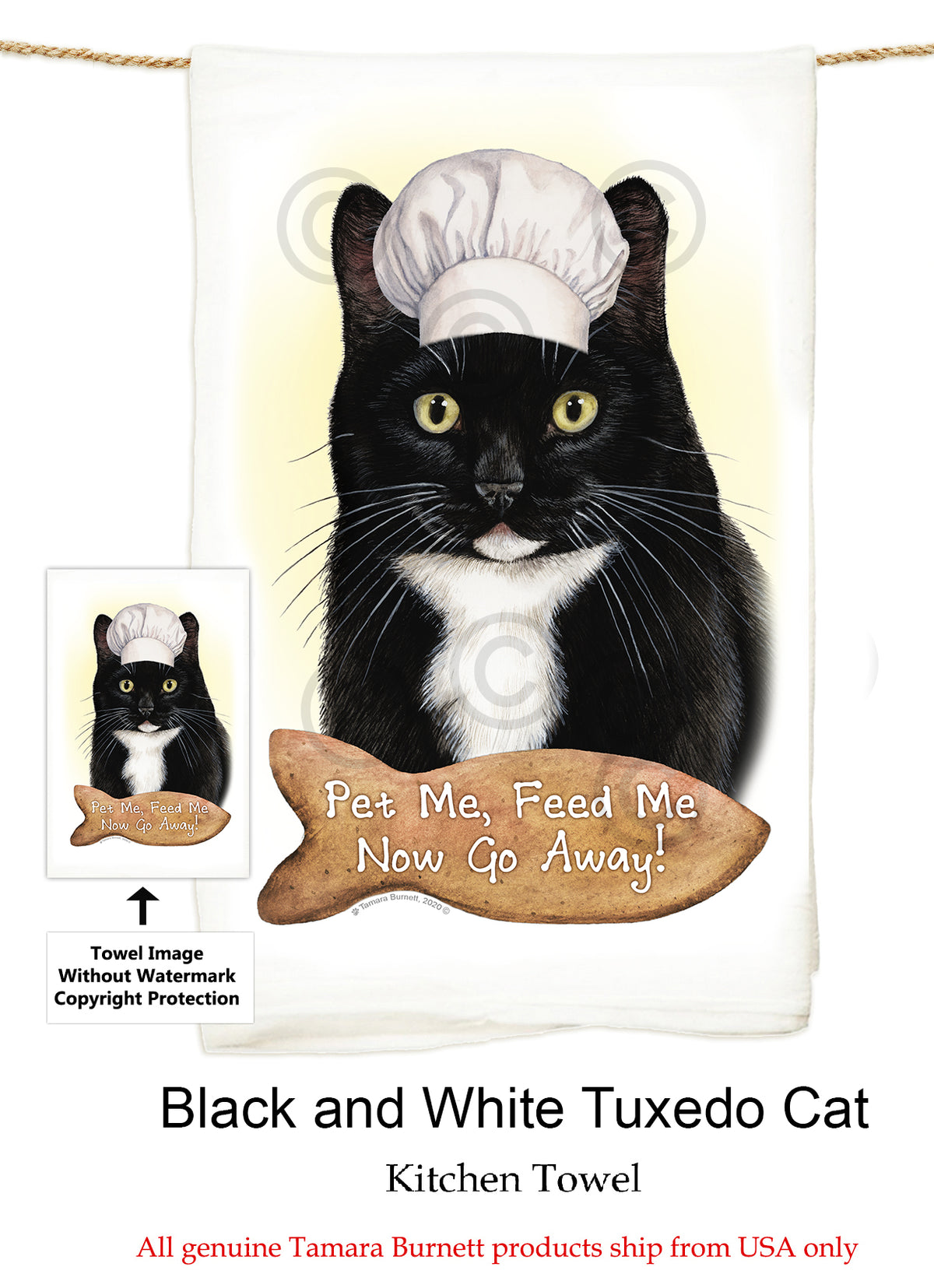 Tuxedo Cat Flour Sack Towel