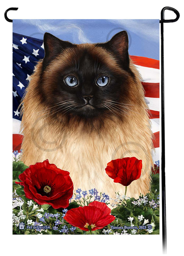 Himalayan Cat Patriotic Flowers Garden Flags