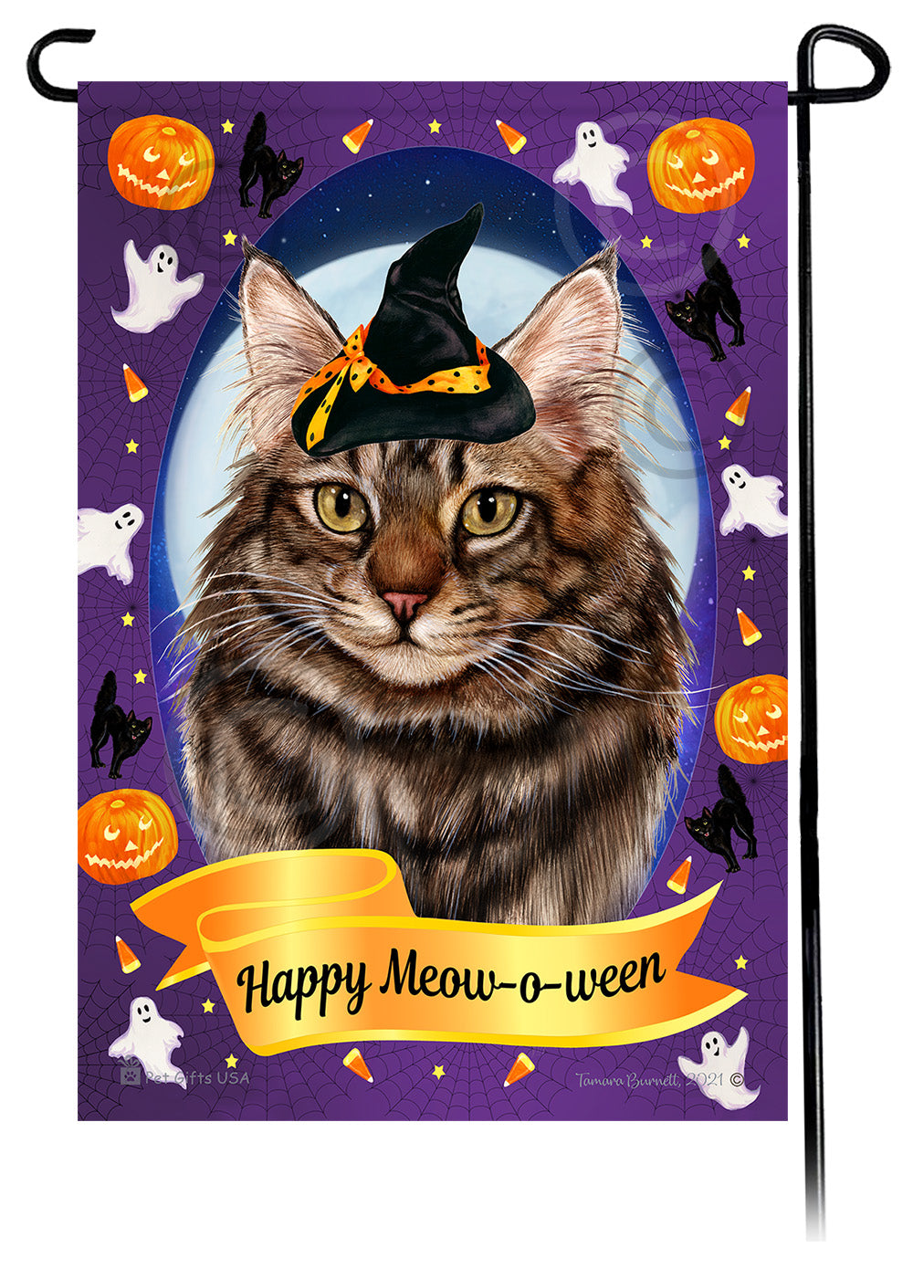 Maine Coon Cat Halloween Howls - Garden Flag