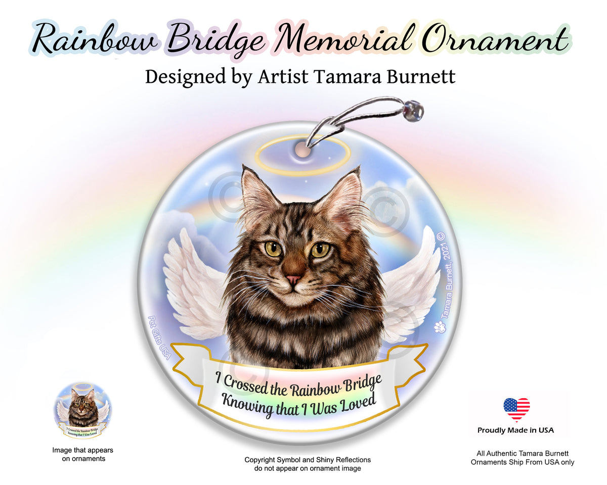Maine Coon Brown Tabby Rainbow Bridge Memorial Ornament