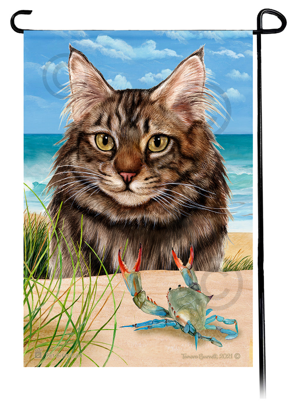 Maine Coon Cat Summer Flowers Garden Flag