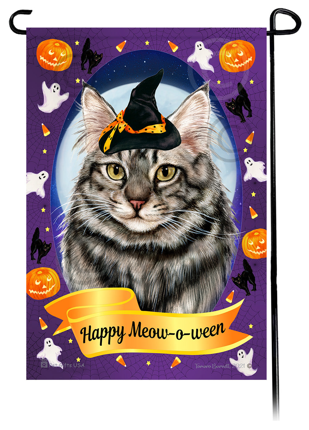 Maine Coon Cat Halloween Howls - Garden Flag