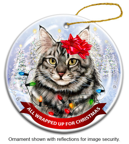 Maine Coon Silver Tabby Ornament