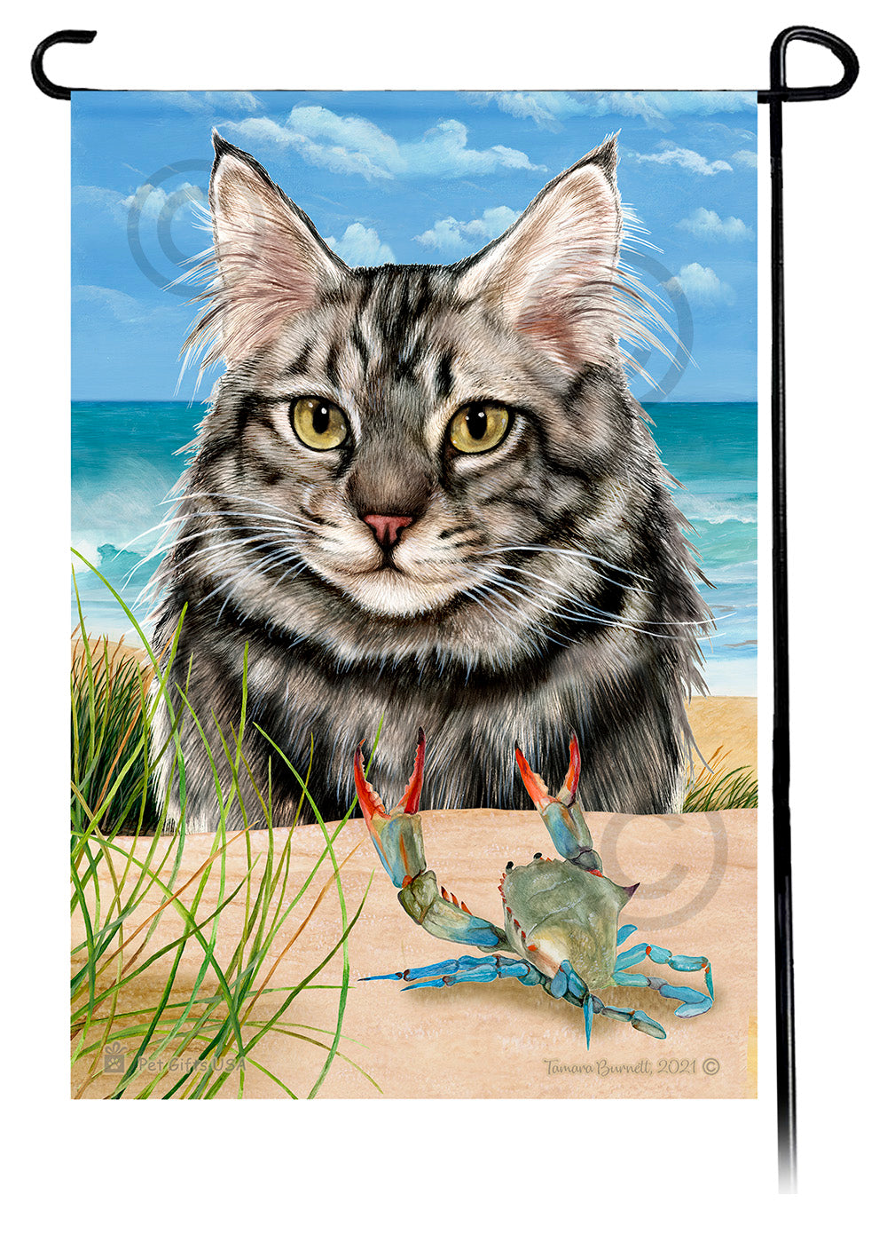 Maine Coon Cat Summer Flowers Garden Flag