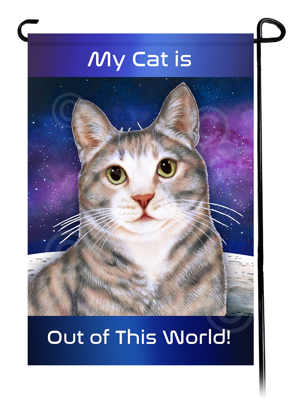 Tortoiseshell Cat Out Of This World - Garden Flag