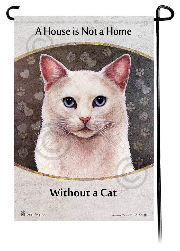 White Shorthair Cat House Is Not A Home Garden Flag