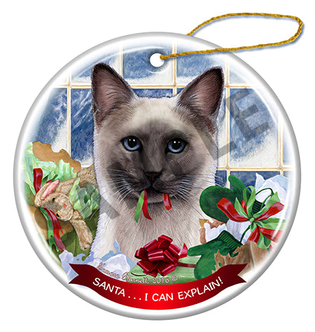 Siamese Blue Point Cat - Santa I Can Explain Ornament