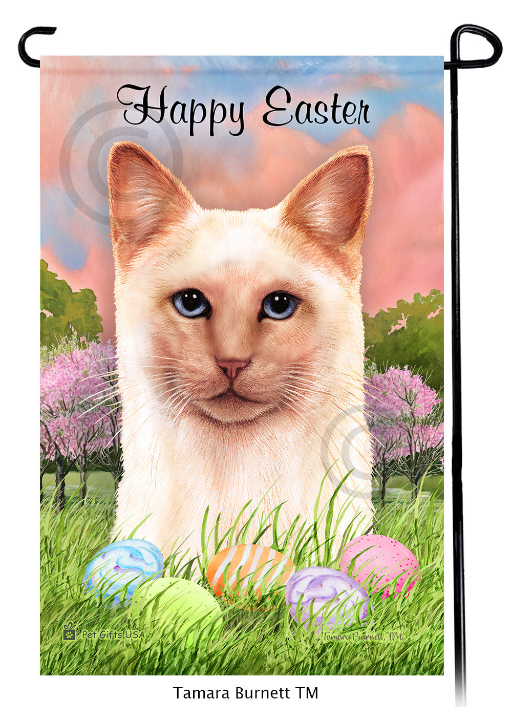 Siamese Cat Happy Easter - Garden Flag