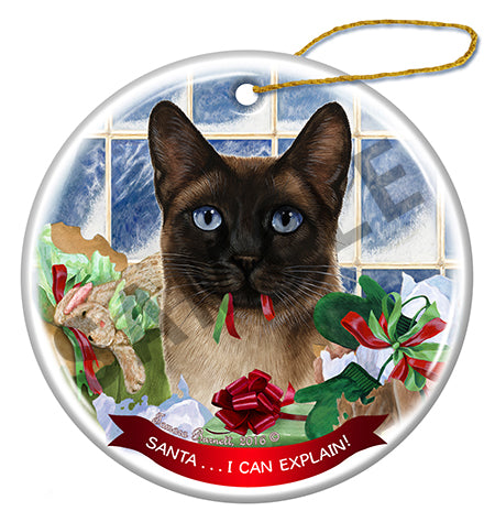 Siamese Seal Point Cat - Santa I Can Explain Ornament