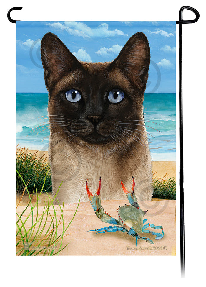 Siamese Cat Summer Flowers Garden Flag