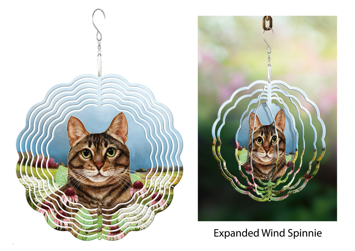 Tabby Cat Brown Wind Spinner