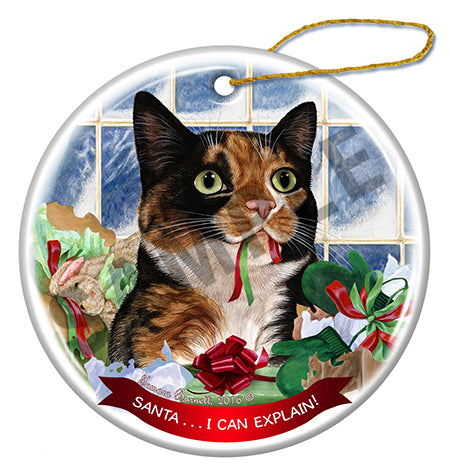Tortoiseshell Cleo Cat - Santa I Can Explain Ornament