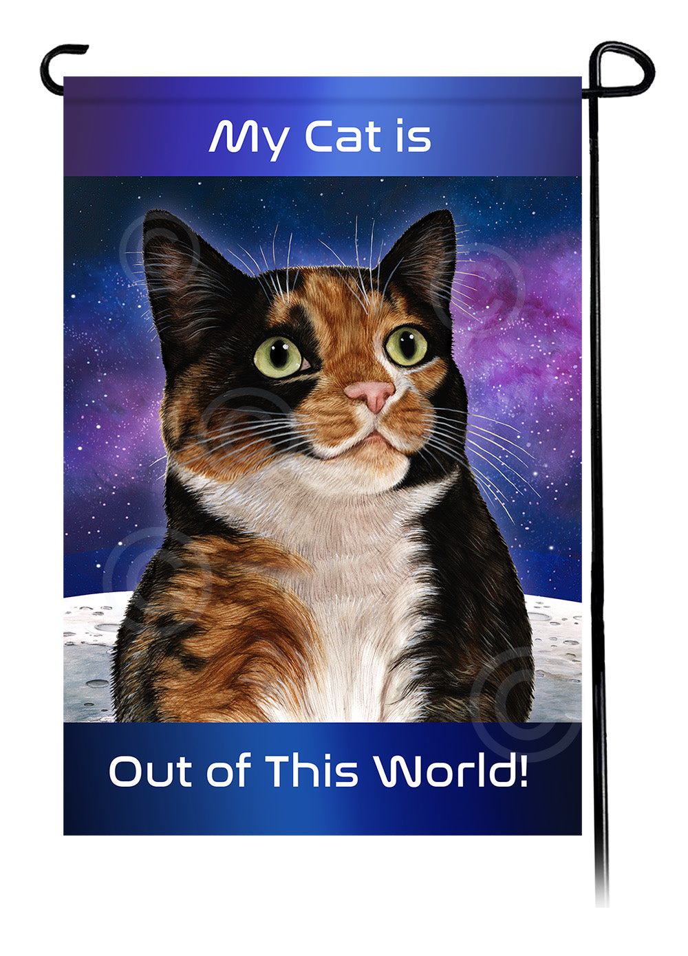 Tortoiseshell Cat Out Of This World Garden Flags