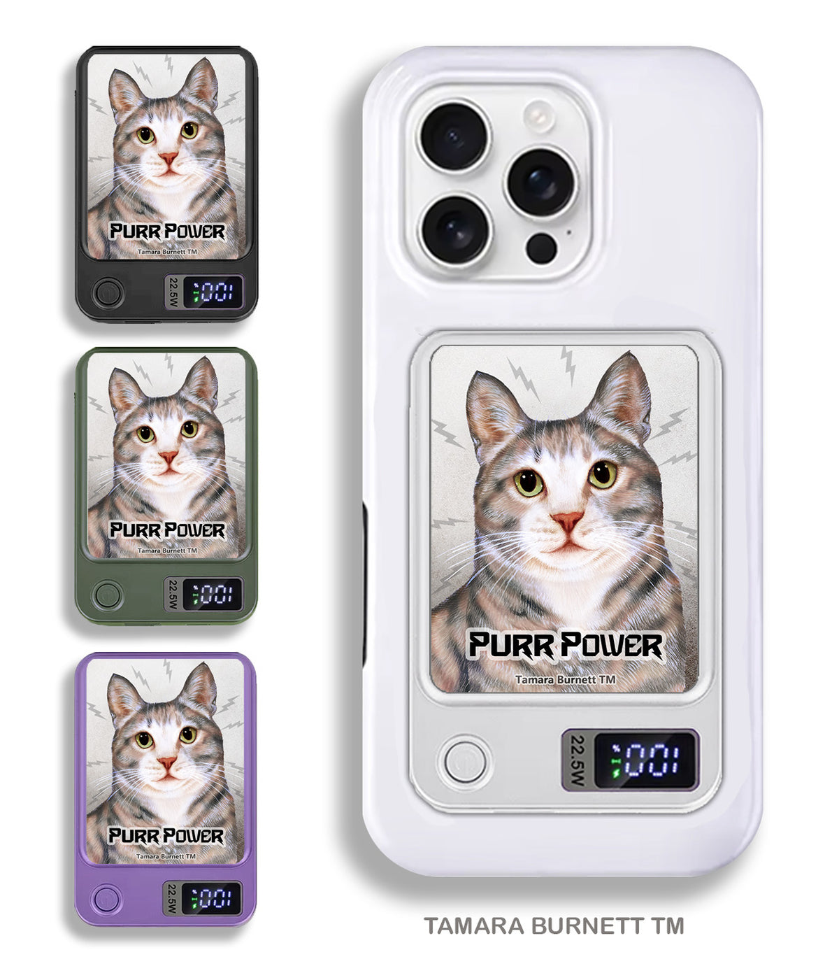 Tuxedo Tortoiseshell Blue Cream Phone Bank Wireless Charger