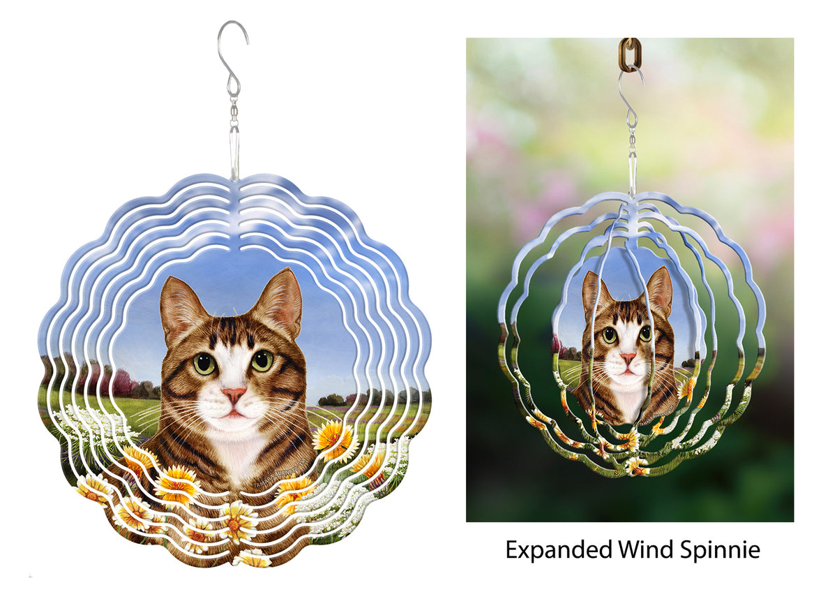 Tuxedo Cat Brown And White Wind Spinner