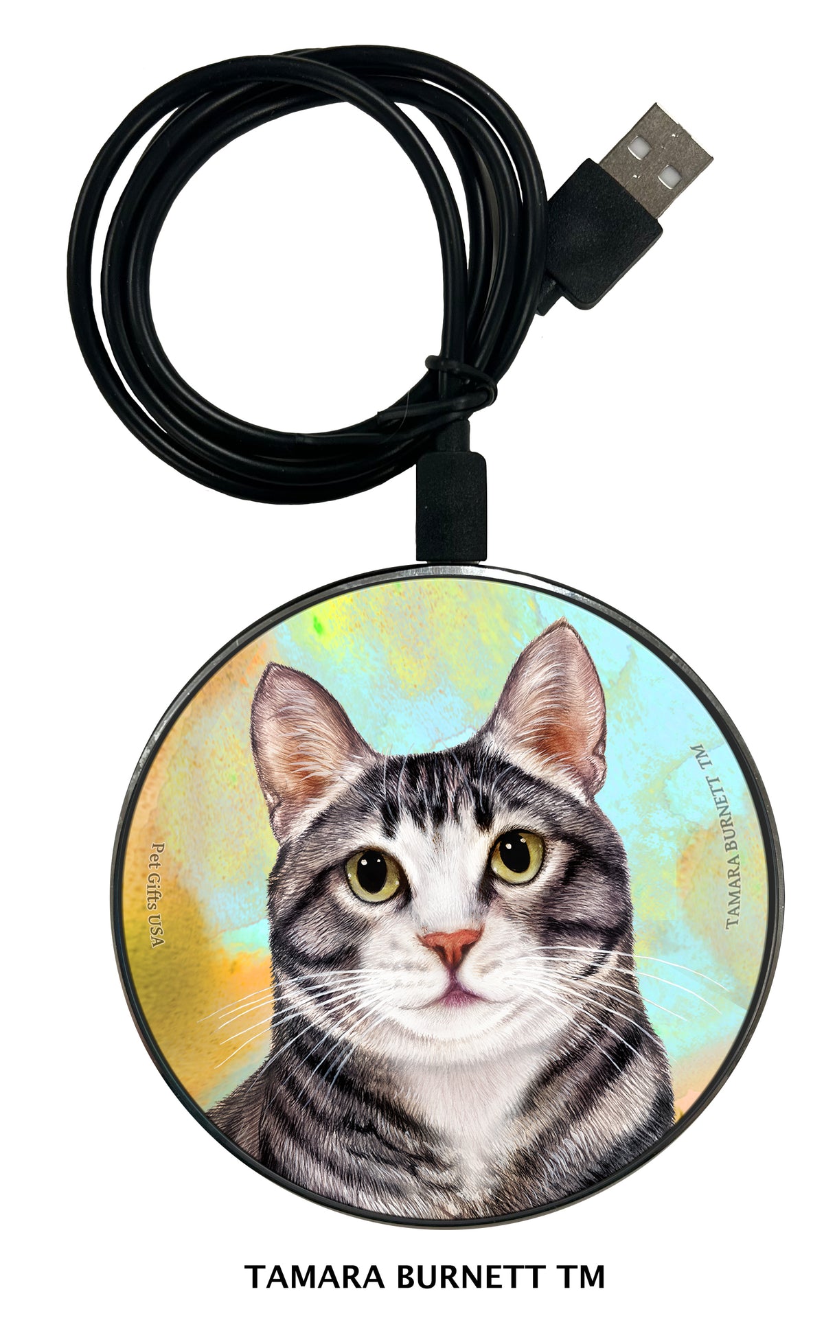 Tuxedo Cat Silver and White Zoomies Wireless Charger