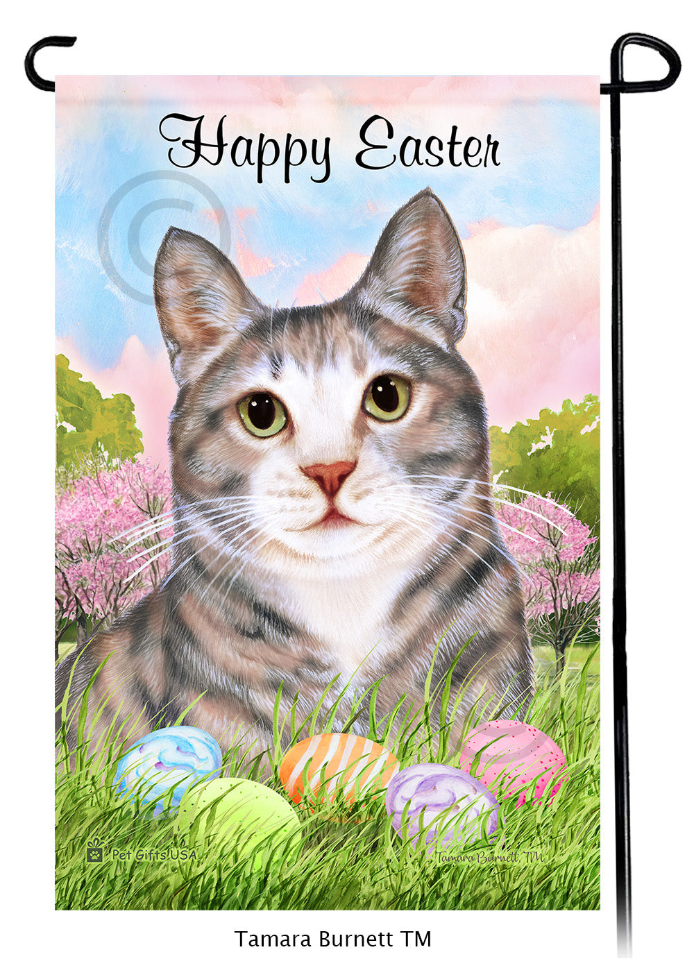 Tuxedo Cat Happy Easter - Garden Flag