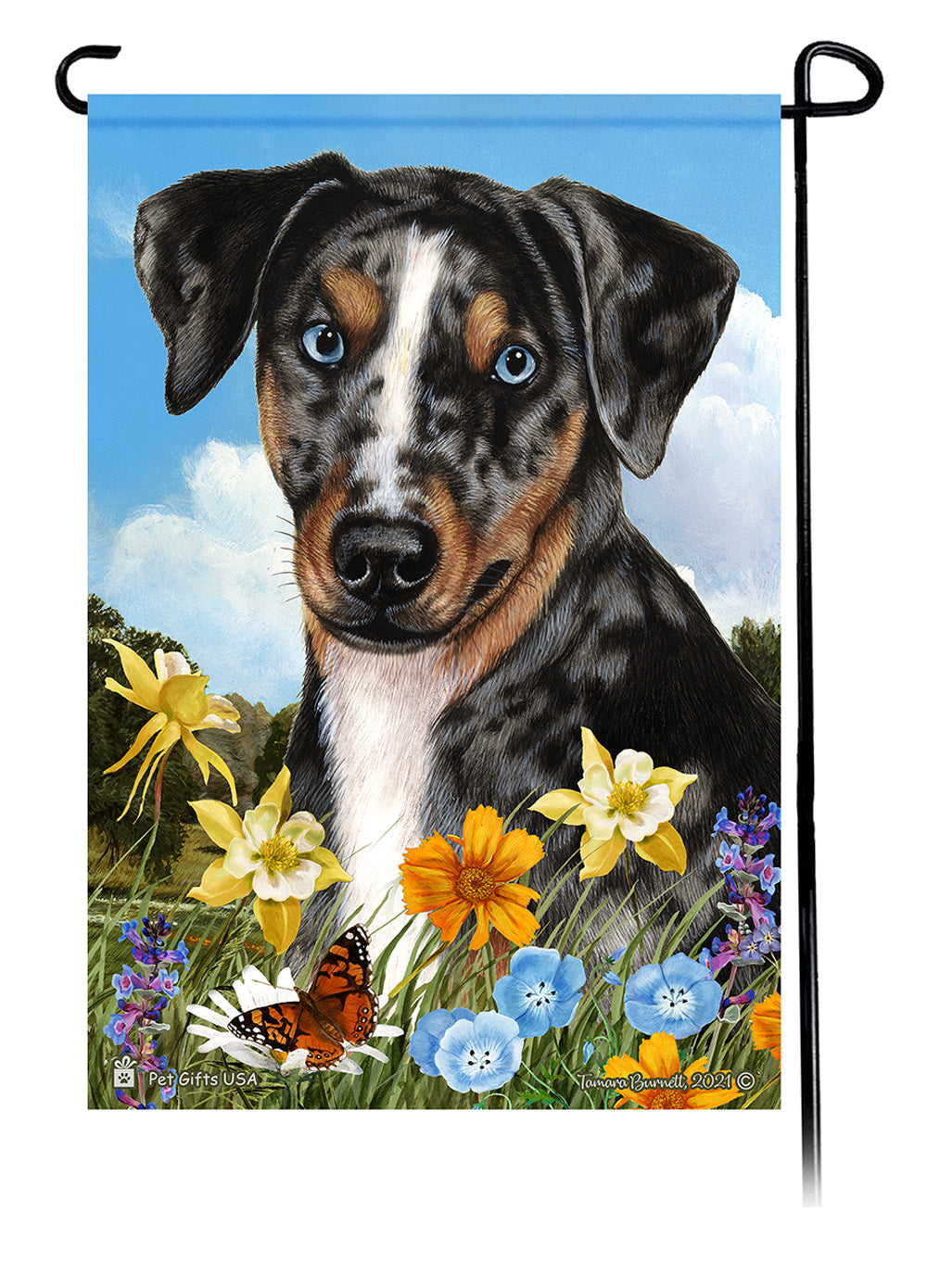 Catahoula Leopard Dog Summer Flowers Garden Flags