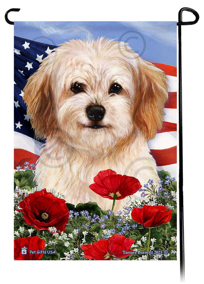 Cavachon Patriotic Flowers Garden Flags