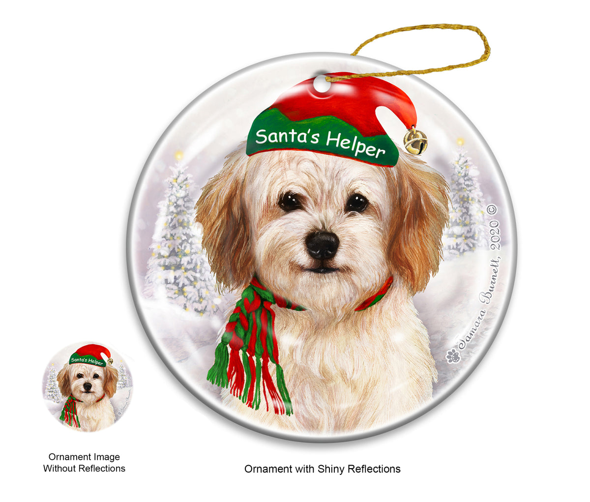 Cavachon - Santa's Helper Ornament