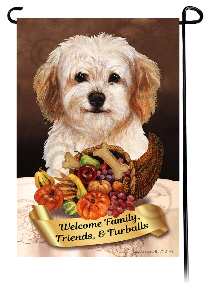 Cavachon Thanksgiving Garden Flags