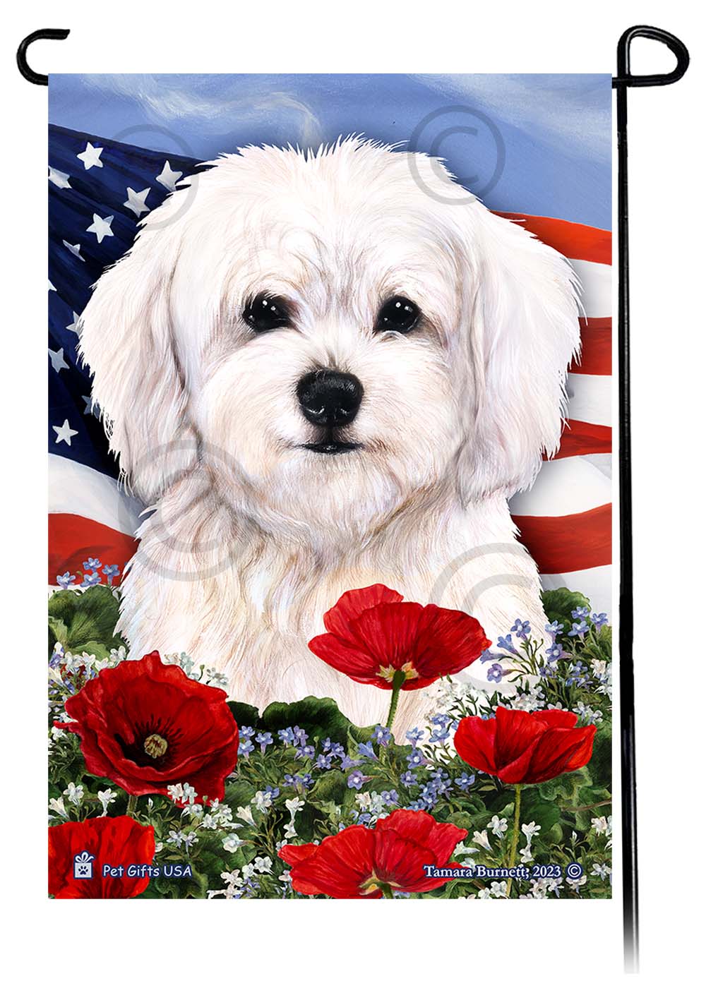 Cavachon Patriotic Flowers - Garden Flag