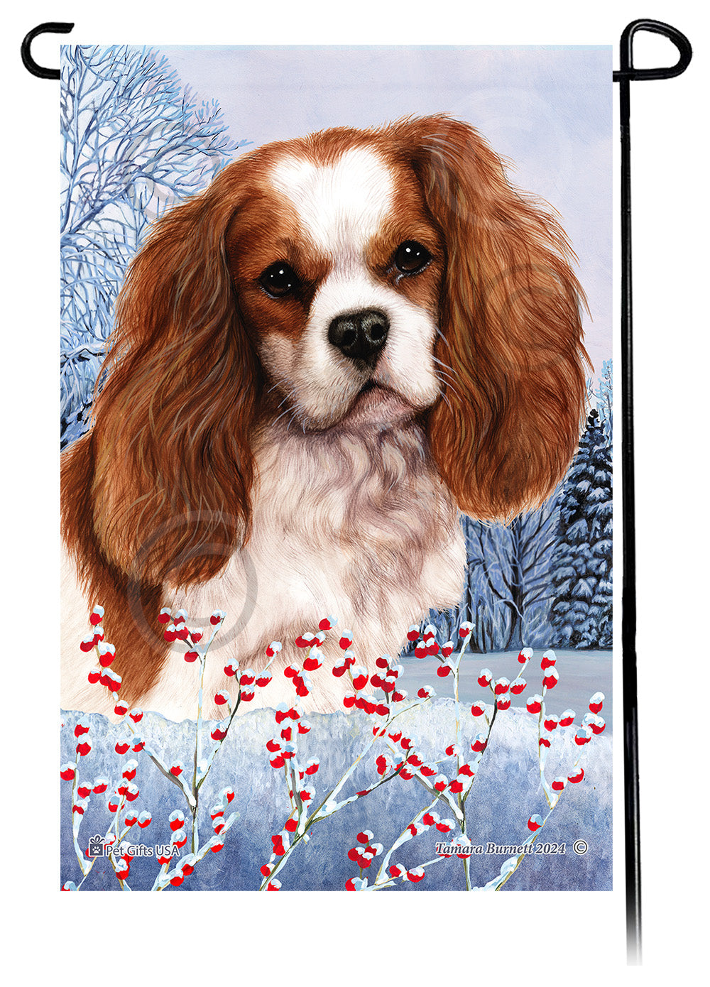 Cavalier King Charles Winterberries - Garden Flag