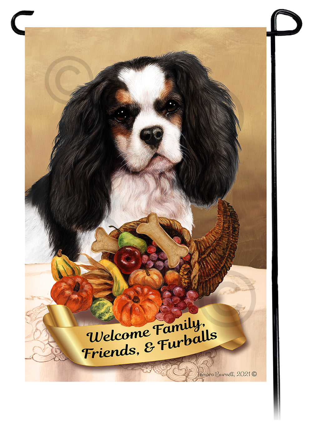 Cavalier King Charles Thanksgiving - Garden Flag