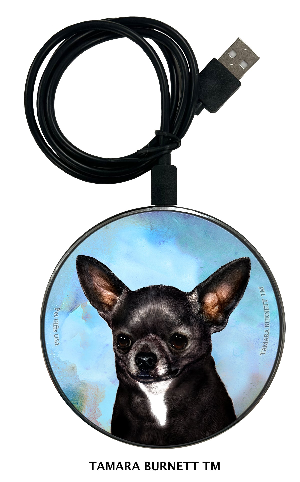 Chihuahua Shorthair Black and White Zoomies Wireless Charger