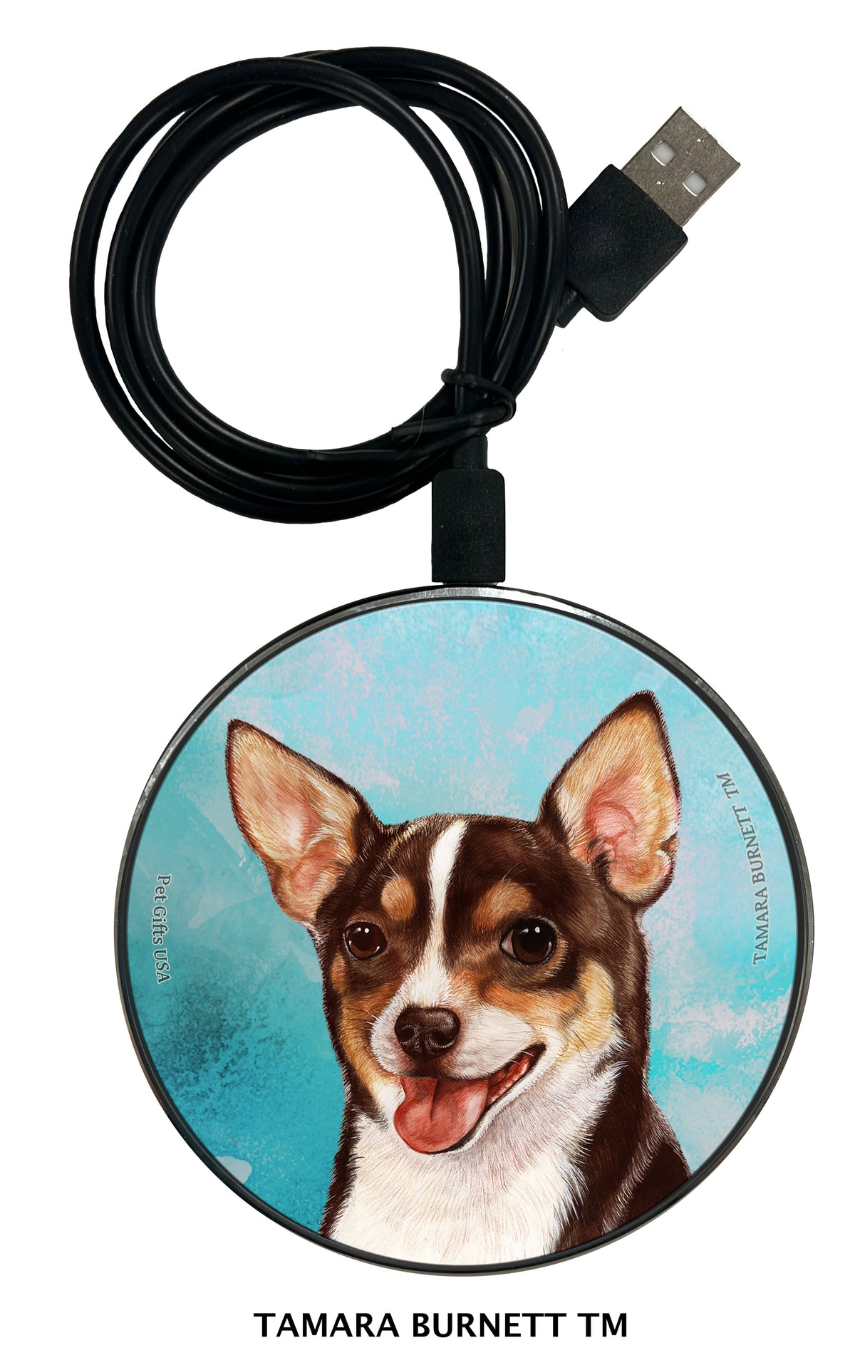 Chihuahua Shorthair Chocolate Tri-Color Zoomies Wireless Charger