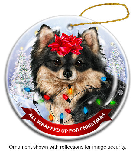 Chihuahua Long Hair Black and Tan Ornament